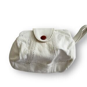Vintage 1960s-70s White Leather Coin Belt Pouch w/ Met-Tro Snap Made in Mexico